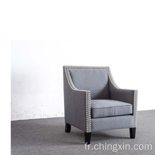 Chaises de séjour Tableau de garniture Tissu gris Chaise d'accent armé avec jambes en bois massif CX663